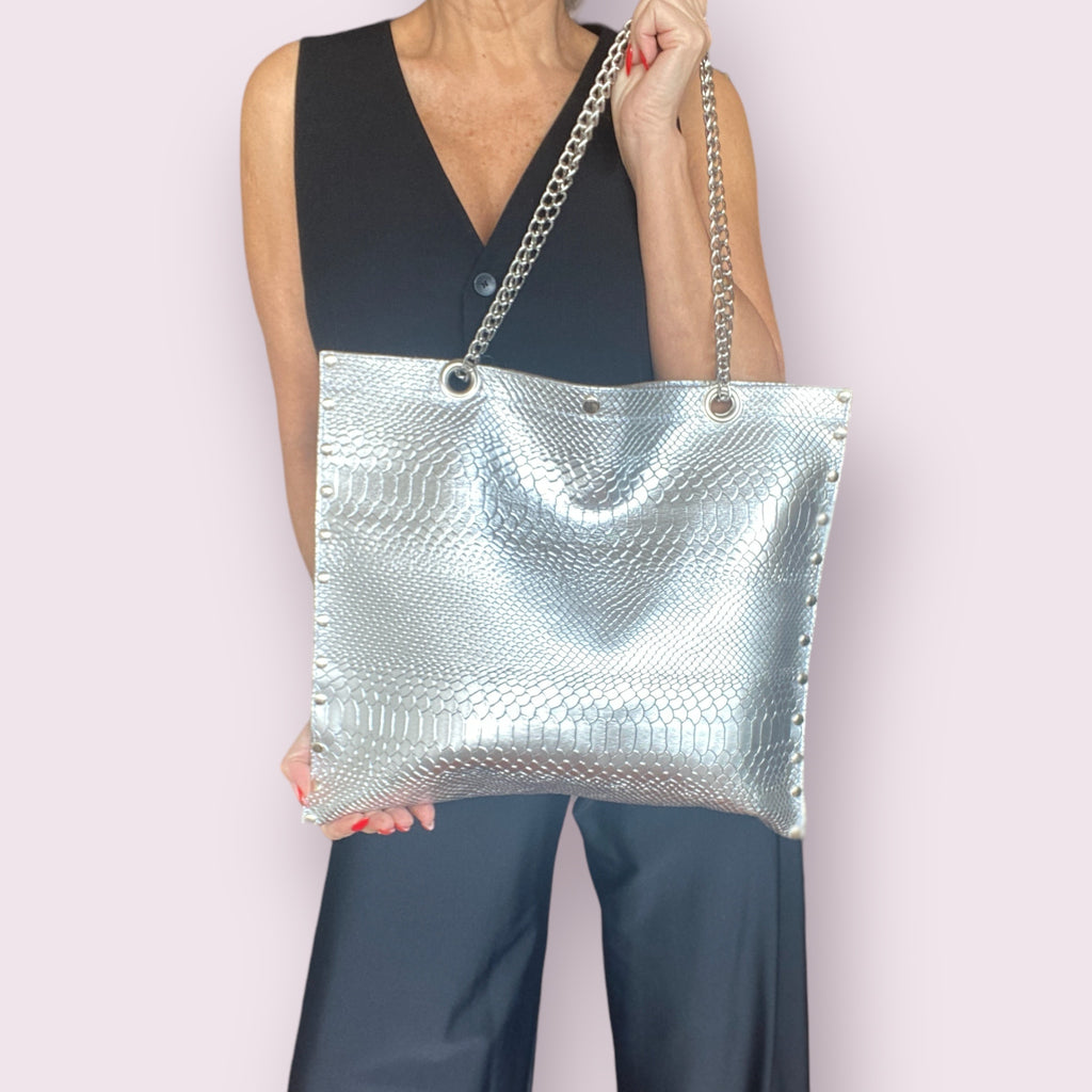 Cartera FEM Plateado asa cadena Summer Sale