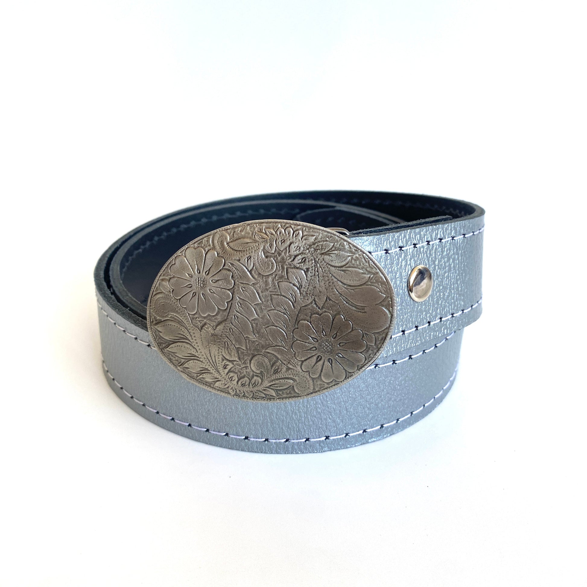 Cinturón Plateado Texturado