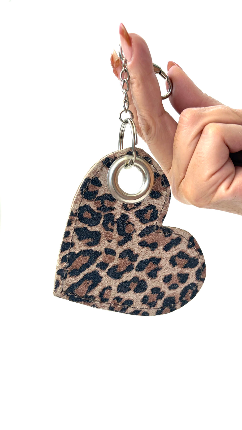 Llavero de cuero corazón Animal print Leopard