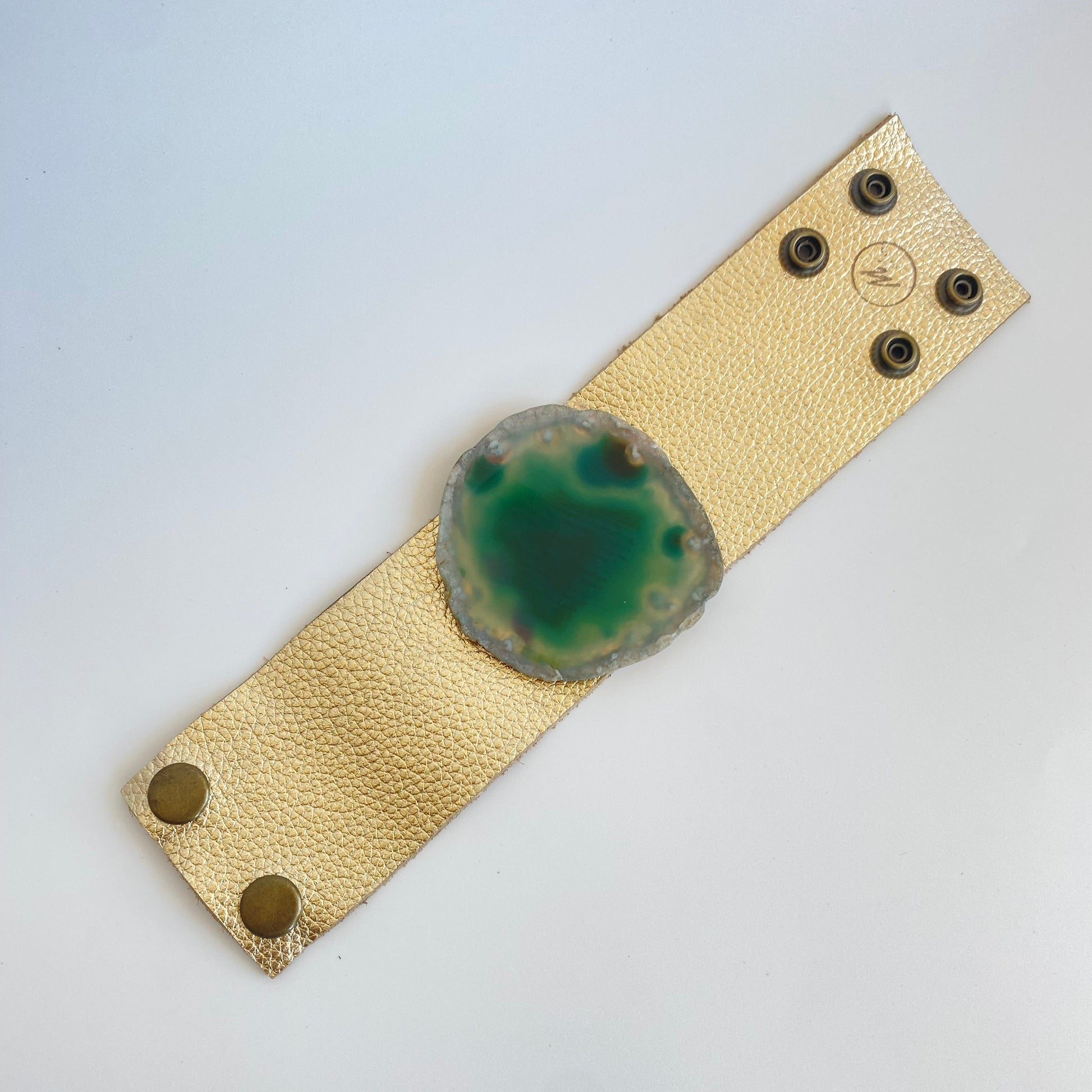 Brazalete Dorado Ágata Verde